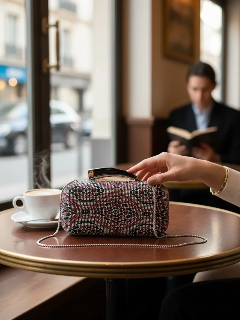 Vince Camuto textured clutch bag with a crossbody chain